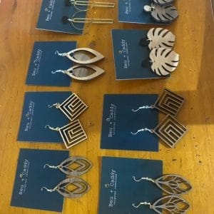 Beu & Caddy Earrings -Wood Danglie